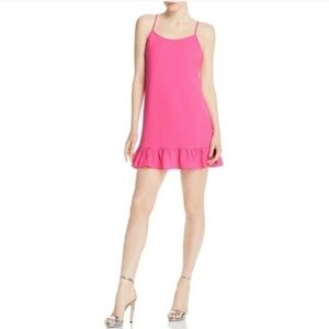 AQUA Flounce Hem Sleeveless Mini Dress Hot Pink Size S